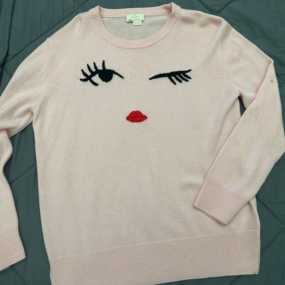 Kate Spade Pink Eyes and Lips Sweater